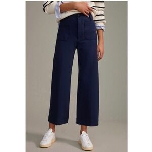 Maeve Anthropologie The Colette Wide Leg Navy Blue Cropped Pants 30P Petite
